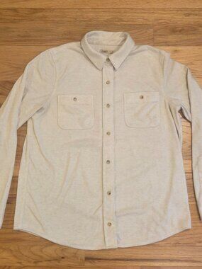 Faherty Legend Sweater Shirt Womens Large Button Up Soft Knit Off White Stretch